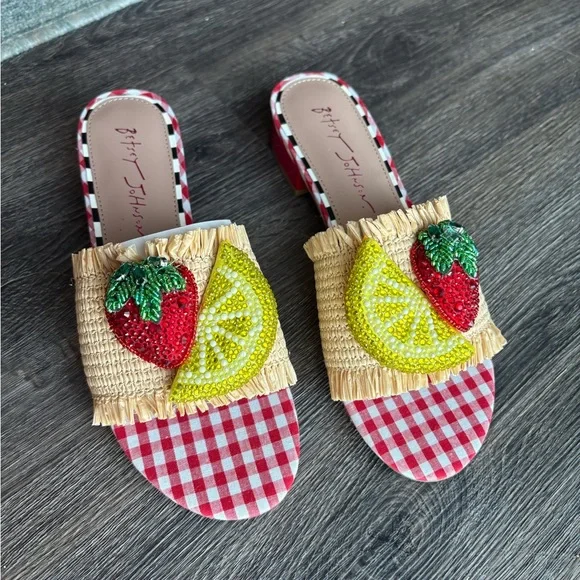 NWOB Betsey Johnson Lindyy Fruit Slide Sandals - Picture 3 of 4